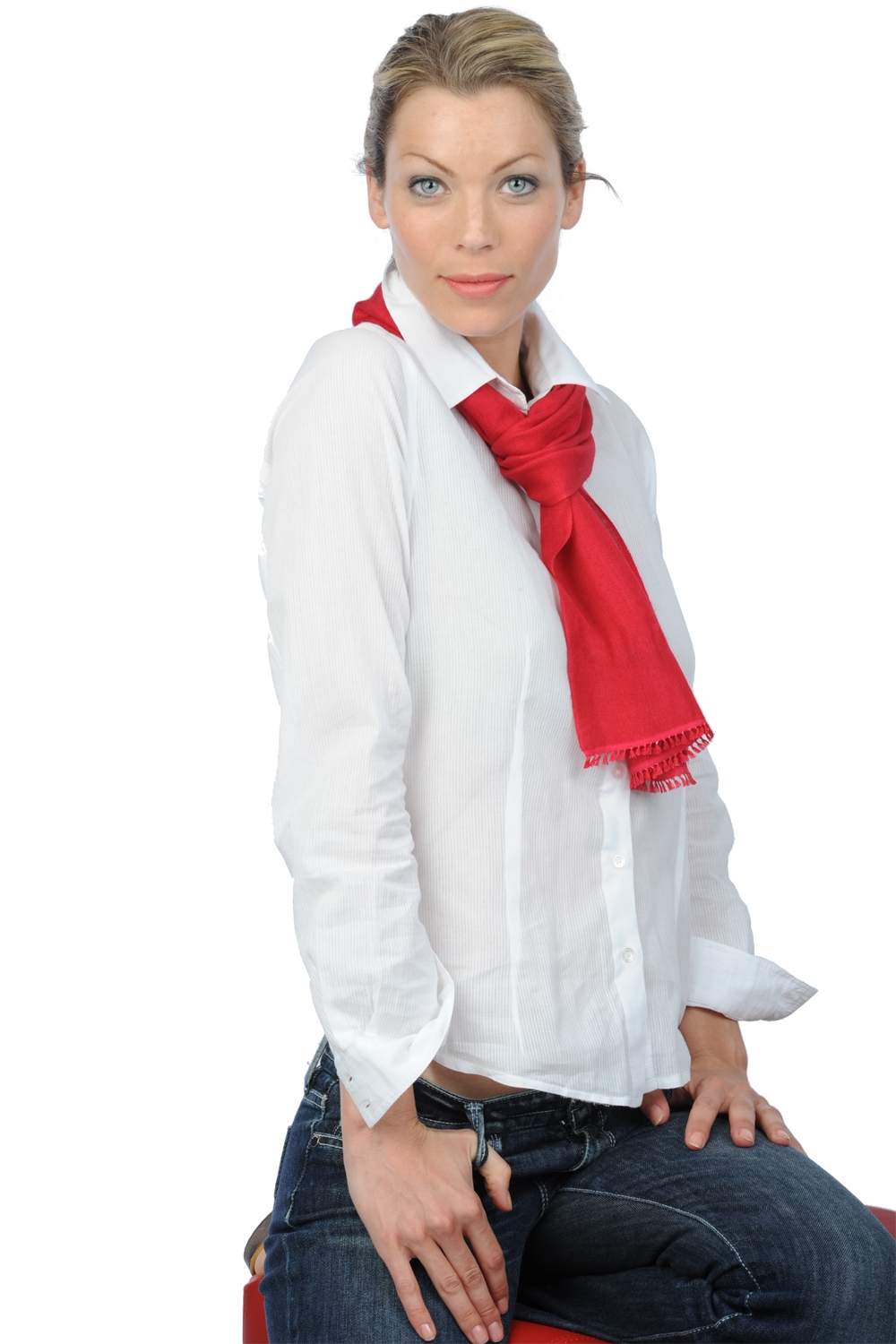 Cashmere & Seta accessori scarva rosso intenso 170x25cm